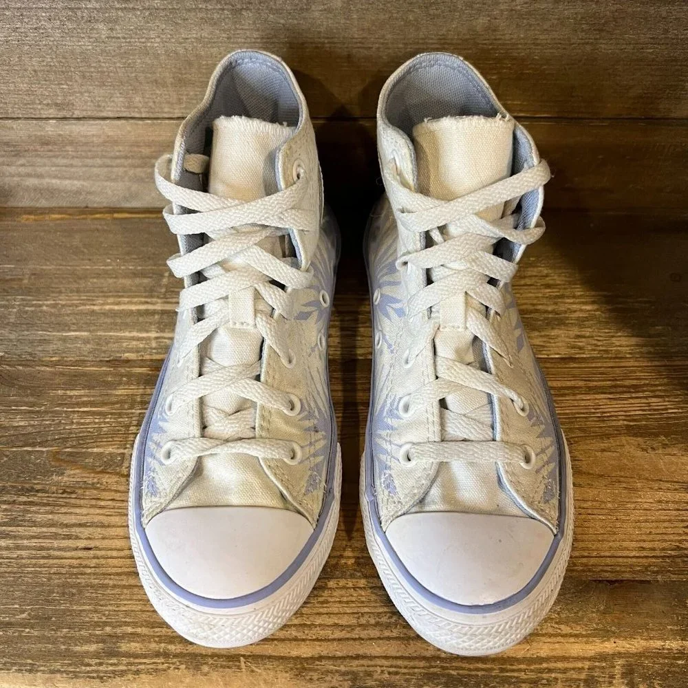 Big Kids Converse CTAS White Canvas Shoes Disney Frozen Hi Top Sneakers Size 3 Y